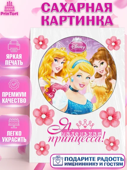 Сахарная картинка, Принцессы, Девочка, День рождения, арт. PT125732