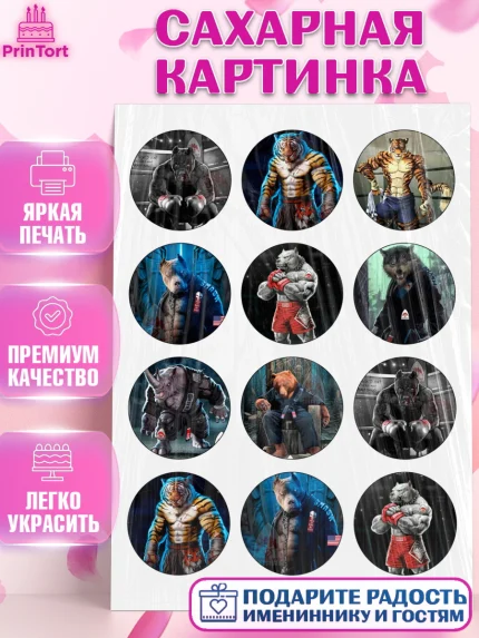 Сахарная картинка, Бокс, Спорт, Мальчик, День рождения, арт. PT125916