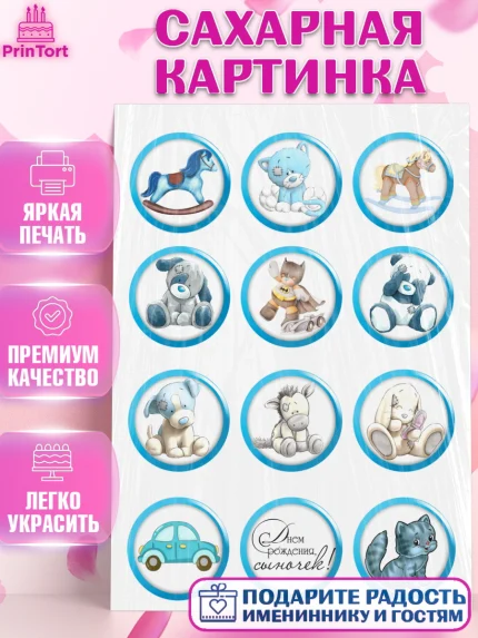 Сахарная картинка, Малышам, Мальчику, Девочка, День рождения, арт. PT126066