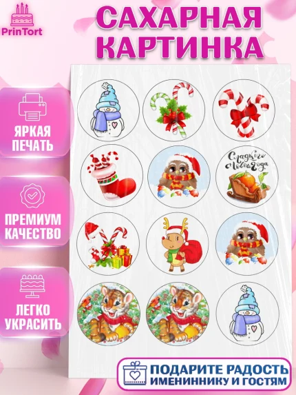 Сахарная картинка, Новый год, Девочка, арт. PT126109