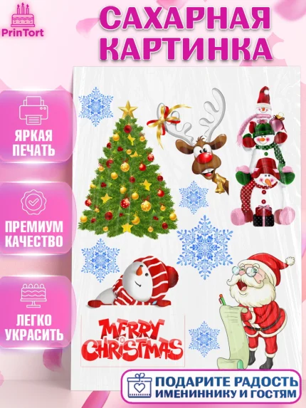 Сахарная картинка, Новый год, Девочка, арт. PT126122