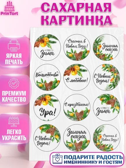 Сахарная картинка, Новый год, Девочка, арт. PT126133