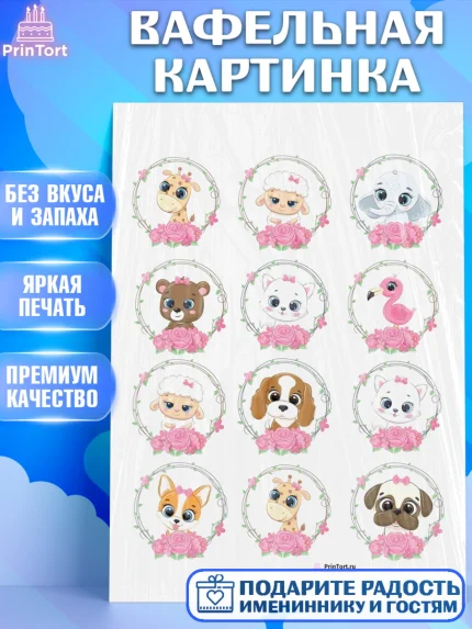Вафельная картинка, Малышам, Девочке на день рождения, Девочка, День рождения, арт. PT200230