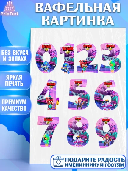 Вафельная картинка, Цифры, Съедобное украшение, Девочка, День рождения, арт. PT200448