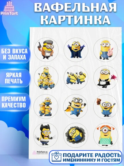 Вафельная картинка, Миньоны, Злой Я, Девочка, День рождения, арт. PT201158