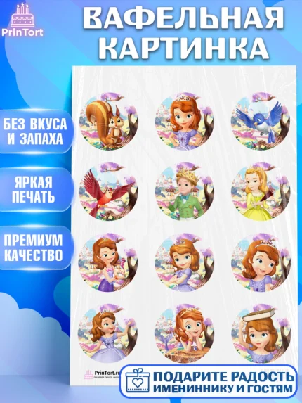 Вафельная картинка, София Прекрасная, Девочка, День рождения, арт. PT201670