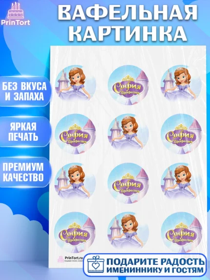 Вафельная картинка, София Прекрасная, Девочка, День рождения, арт. PT201671