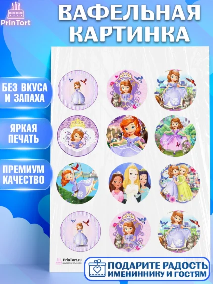 Вафельная картинка, София Прекрасная, Девочка, День рождения, арт. PT201677