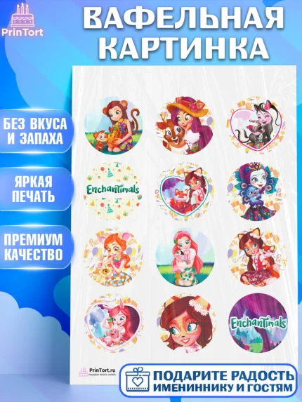 Вафельная картинка, Энчантималс, Девочка, День рождения, арт. PT201823