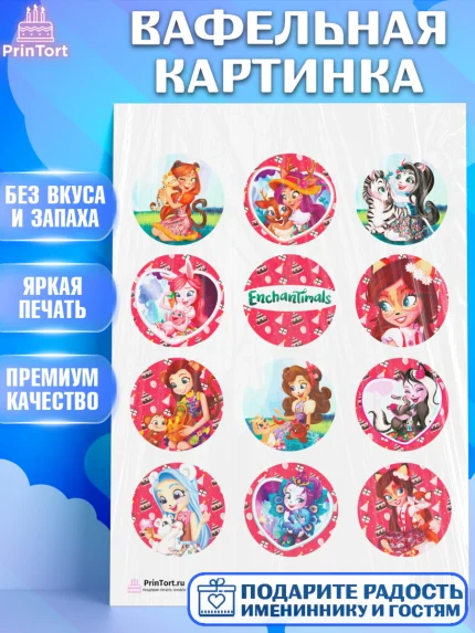 Вафельная картинка, Энчантималс, Девочка, День рождения, арт. PT201824