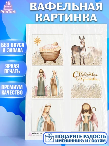 Вафельная картинка, Рождество Христово, Новый Год, Девочка, арт. PT202402