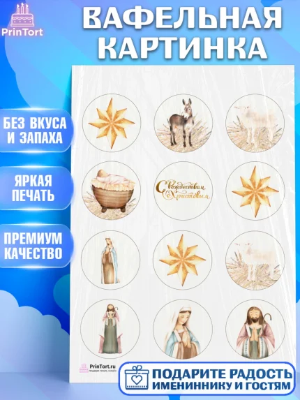 Вафельная картинка, Рождество Христово, Новый Год, Девочка, арт. PT202404