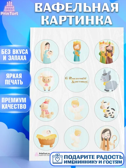 Вафельная картинка, Рождество Христово, Новый Год, Девочка, арт. PT202405