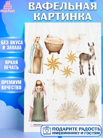 Вафельная картинка, Рождество Христово, Новый Год, Девочка, арт. PT202408