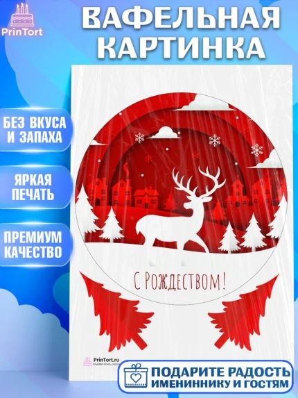 Вафельная картинка, Рождество Христово, Новый Год, Девочка, арт. PT202452