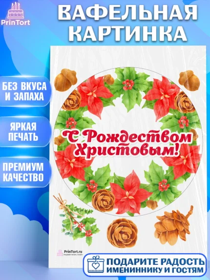 Вафельная картинка, Рождество Христово, Новый Год, Девочка, арт. PT202453