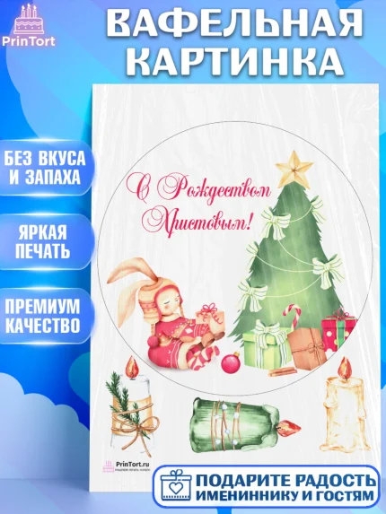Вафельная картинка, Рождество Христово, Новый Год, Девочка, арт. PT202456