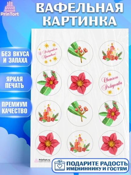 Вафельная картинка, Рождество Христово, Новый Год, Девочка, арт. PT202461