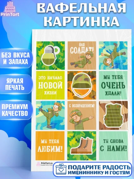 Вафельная картинка, Дембель, ДМБ, Мальчик, Демобилизация, арт. PT202471