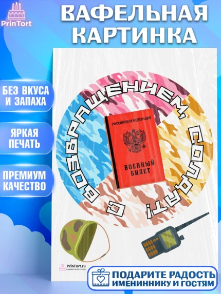 Вафельная картинка, Дембель, ДМБ, Мальчик, Демобилизация, арт. PT202481
