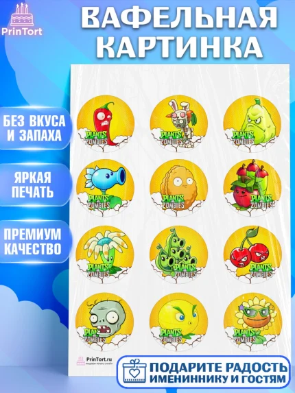Вафельная картинка, Растения против зомби, Девочка, День рождения, арт. PT202894