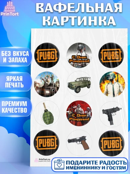 Вафельная картинка, ПАБГ, PUBG, Мальчик, День рождения, арт. PT202920