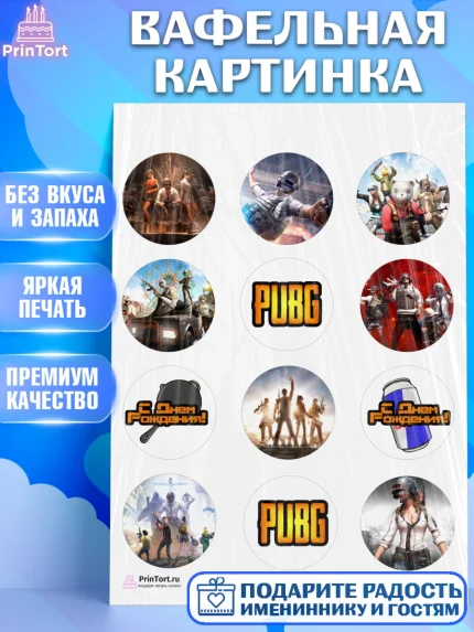 Вафельная картинка, ПАБГ, PUBG, Мальчик, День рождения, арт. PT202923