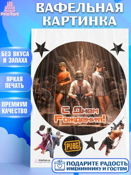 Вафельная картинка, ПАБГ, PUBG, Мальчик, День рождения, арт. PT202929