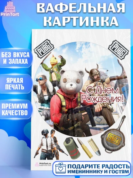 Вафельная картинка, ПАБГ, PUBG, Мальчик, День рождения, арт. PT202932