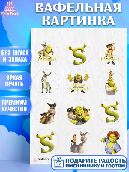 Вафельная картинка, Шрек, Shrek, Девочка, День рождения, арт. PT203218