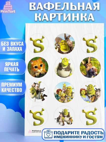 Вафельная картинка, Шрек, Shrek, Девочка, День рождения, арт. PT203223
