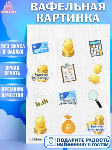 Вафельная картинка, День Бухгалтера, Бухгалтер Деньги, Девочка, арт. PT203255