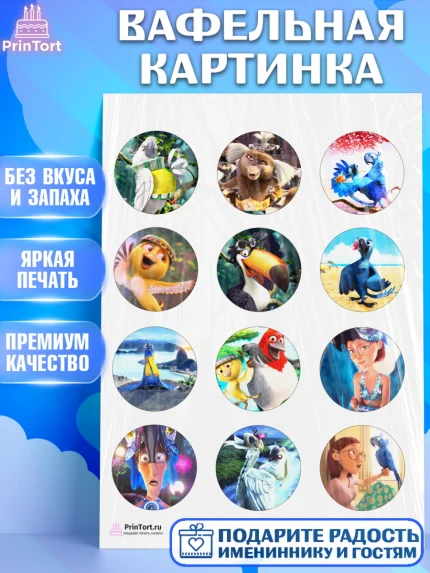 Вафельная картинка, Рио, Девочка, День рождения, арт. PT203436