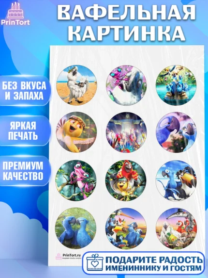 Вафельная картинка, Рио, Девочка, День рождения, арт. PT203437