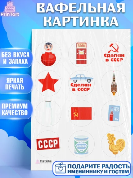 Вафельная картинка, Сделан в СССР, Девочка, День рождения, арт. PT203524