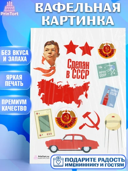 Вафельная картинка, Сделан в СССР, Девочка, День рождения, арт. PT203525
