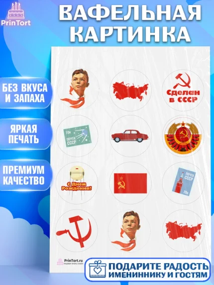 Вафельная картинка, Сделан в СССР, Девочка, День рождения, арт. PT203529