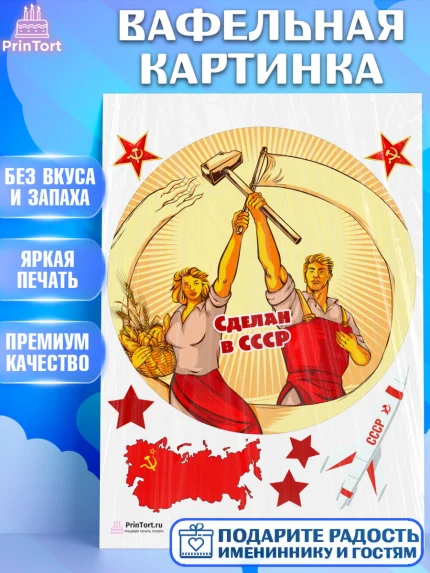 Вафельная картинка, Сделан в СССР, Девочка, День рождения, арт. PT203535