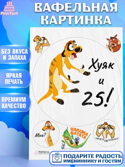 Вафельная картинка, Тимон Ху-к, Девушка, 25 лет, День рождения, арт. PT203862
