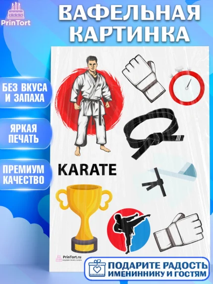 Вафельная картинка, Карате, Спорт, Мальчик, День рождения, арт. PT204108
