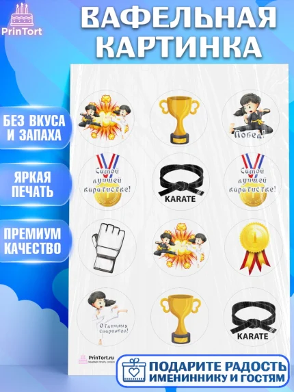 Вафельная картинка, Карате, Спорт, Мальчик, День рождения, арт. PT204110