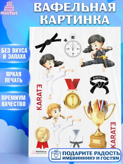Вафельная картинка, Карате, Спорт, Мальчик, День рождения, арт. PT204122