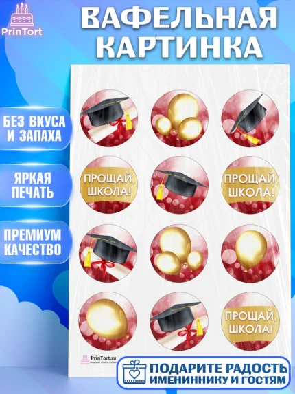Вафельная картинка, Выпускной в школе, Школа, Выпускной, Последний звонок, Девочка, арт. PT204232
