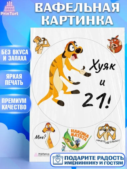 Вафельная картинка, Тимон Ху-к, Девушка, 21 год, День рождения, арт. PT204453