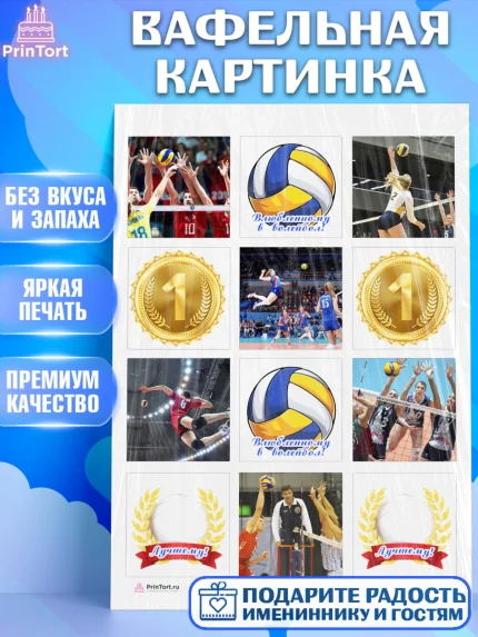 Вафельная картинка, Волейбол, Волейболист, Мальчик, День рождения, арт. PT204735