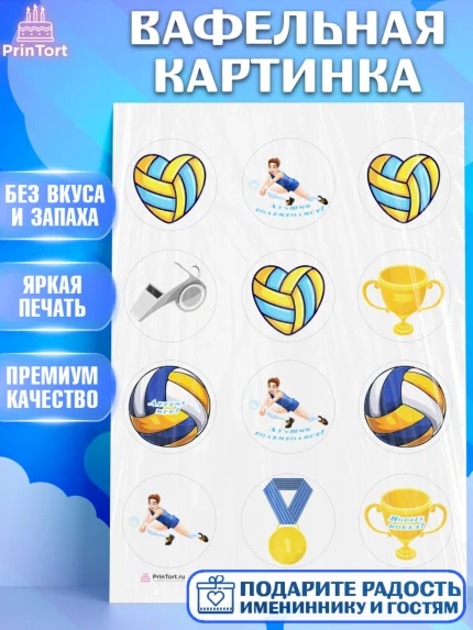 Вафельная картинка, Волейбол, Волейболист, Мальчик, День рождения, арт. PT204740