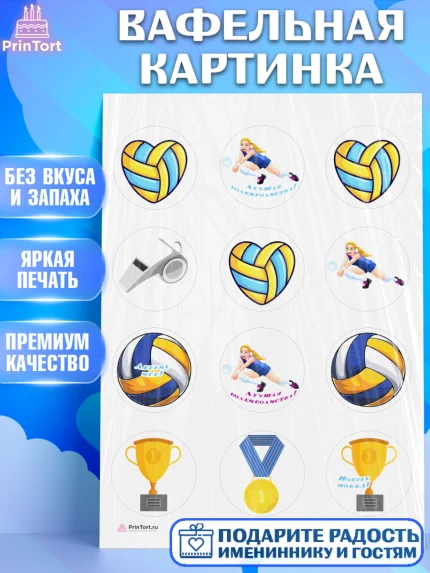 Вафельная картинка, Волейбол, Волейболист, Мальчик, День рождения, арт. PT204743