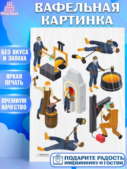 Вафельная картинка, День Металлурга, Металлург, Мальчик, арт. PT205004
