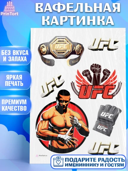 Вафельная картинка, Бои без правил UFC, ЮФС, Мальчик, День рождения, арт. PT205014