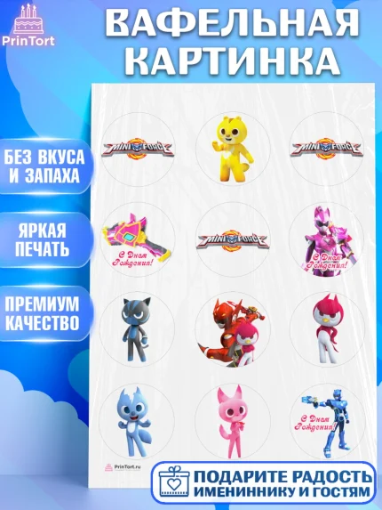 Вафельная картинка, Минифорс, Mini Force, Мальчик, День рождения, арт. PT205294